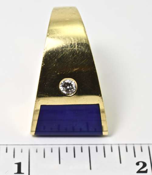 Fabulous Architectural Lapis & Diamond 18K Ring
