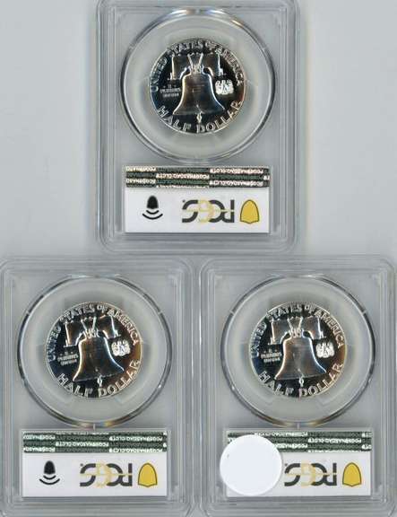 1960, 62, & 63 Gem Proof Franklin Halves. PCGS PR66
