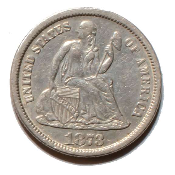 1873 Open 3 Seated Dime