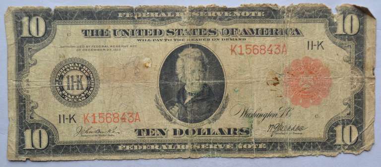 Scarce $ 10 Red Seal Texas FRN