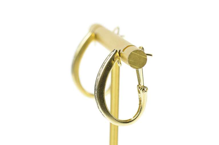 10K Yellow Gold 1.28 Ctw Diamond Channel Oval Hoop Earrings