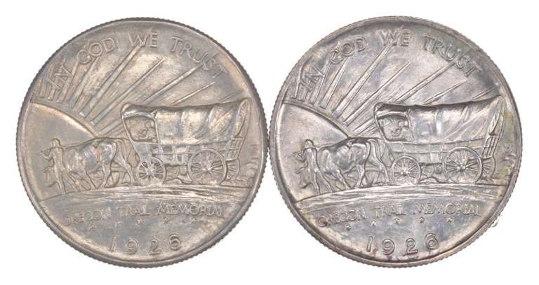 Lot (2) 1926 & 1926-S Oregon Trail Commemorative Half Dollars - Unc