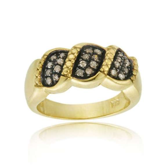 18K Gold over Sterling Silver 1/4ct. TDW Champagne Diamond S Design Ring