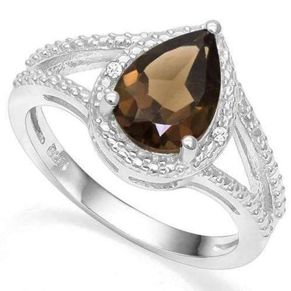 STERLING SILVER PR 7*10 MM SMOKEY TOPAZ RING
