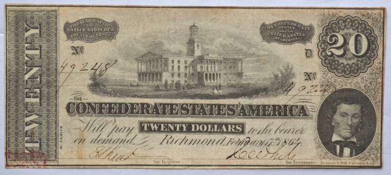 $ 20 1864 Confederate States Note