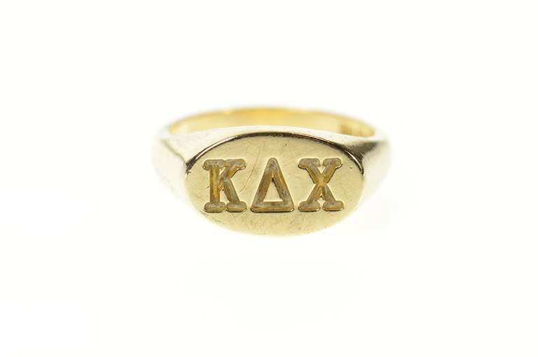 10K Yellow Gold Kappa Delta Chi Sorority Embossed Oval Ring