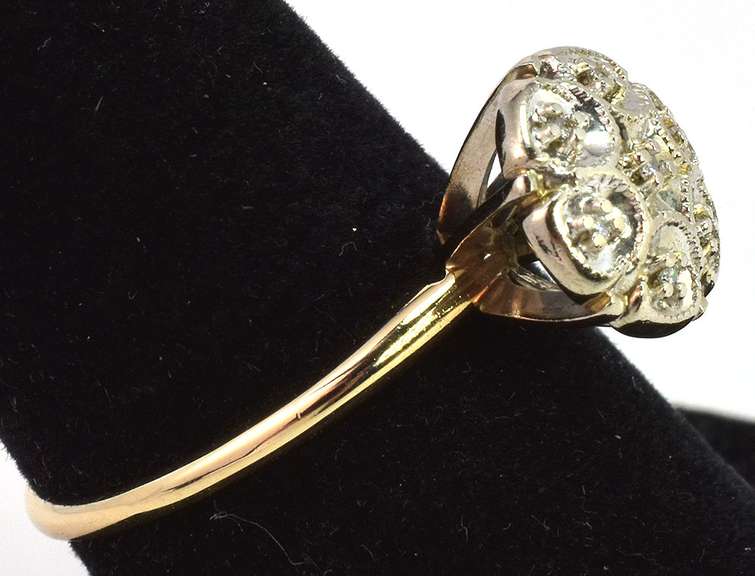 Vintage Diamond Accent Cluster Ring in Yellow Gold