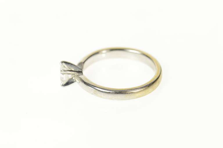 18K White Gold 0.42 Ct Asscher Cut Diamond Engagement Ring