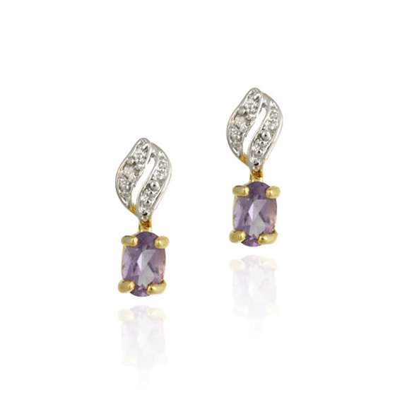 18K Gold over Sterling Silver Amethyst & Diamond Accent Drop Earrings
