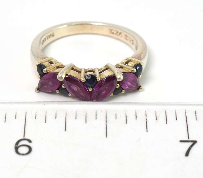 Intriguing Pink Tourmaline & Sapphire Ring in Sterling Silver