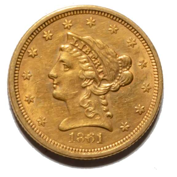 1861 Civil War US Gold Quarter Eagle