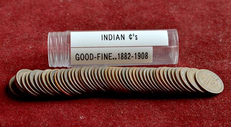 Roll of 50 Good or Better Indian Cents