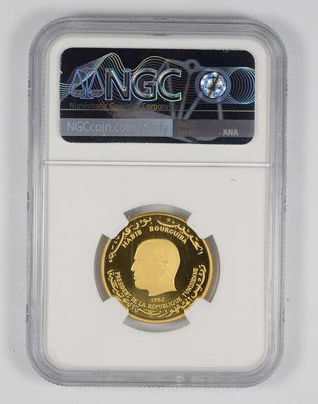 PF69 UCAM 1982 Chi Tunisia 75 Dinars Gold Coin - Year Of Child - NGC