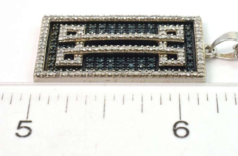 Awesome Art-Deco Blue & White Diamond Necklace in Sterling Silver