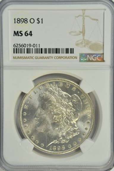Better near Gem BU 1898-O Morgan Silver Dollar. NGC MS64