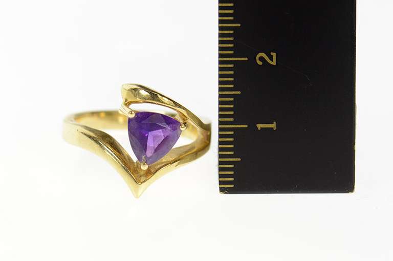 14K Yellow Gold Trillion Amethyst Geometric Statement Ring