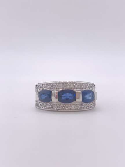 14kt Gold, Blue Sapphire & Diamond Ring