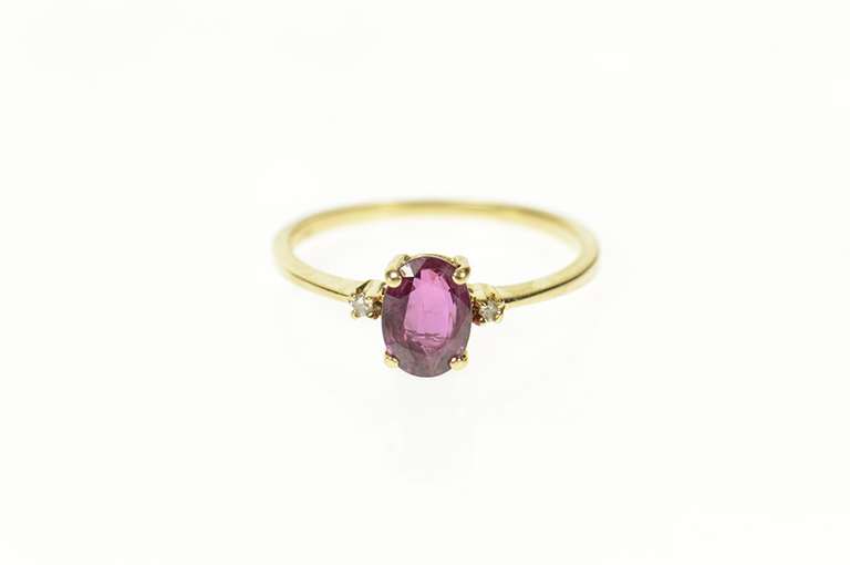 14K Yellow Gold Oval Tourmaline Diamond Accent Statement Ring