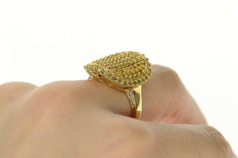 14K Yellow Gold Oval Pave Citrine Prasiolite Halo Statement Ring