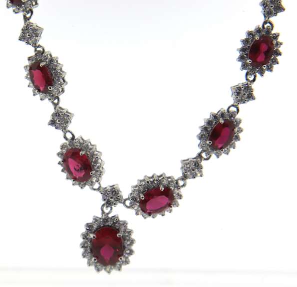 Sterling Silver Gemstone and Cubic Zirconia Necklace