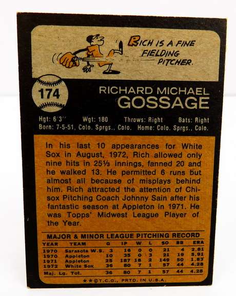 Goose Gossage 1973 Topps Rookie Baseball Card