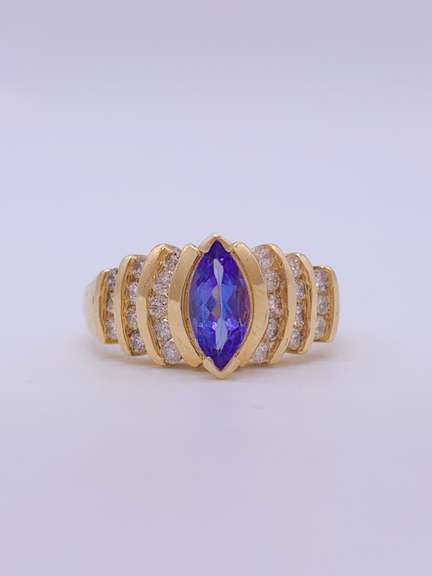 14kt Gold Tanzanite & Diamond Cocktail Ring