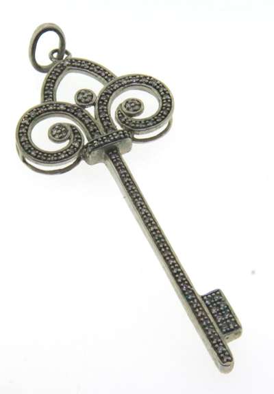 Lot of Sterling Silver Key Pendant and Blue Stone Pendant