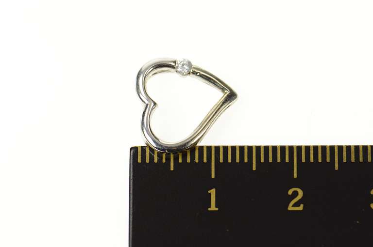 10K White Gold Diamond Inset Curvy Heart Love Symbol Pendant