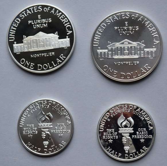1993 Bill Of Rights Silver Halves &Dollars Unc and Proofs.