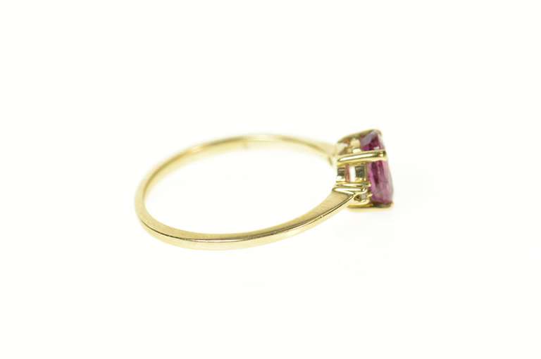 14K Yellow Gold Oval Tourmaline Diamond Accent Statement Ring
