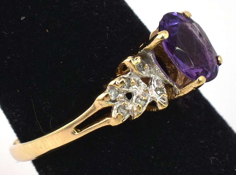 Ethereal Amethyst & Diamond Ring in 14KT Yellow Gold