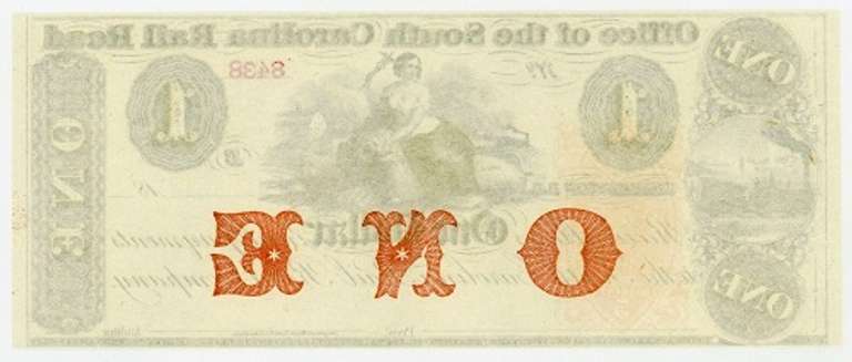 Superb Gem Crisp 1800's $1 Note Office Of The South Carolina Railroad!