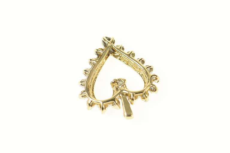 10K Yellow Gold Wavy Diamond Classic Heart Love Symbol Pendant