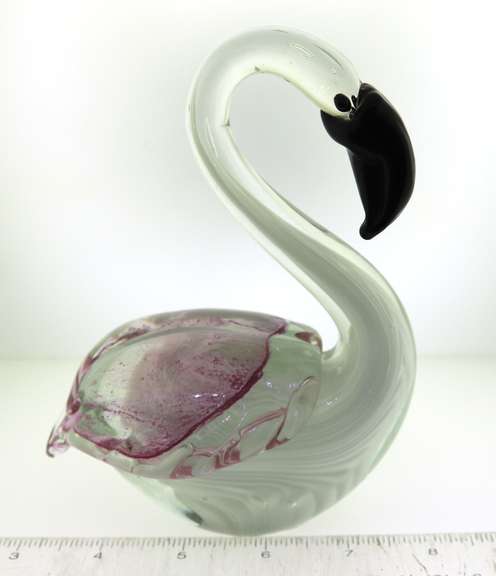 Hand Blown Art Glass Swan Figurine