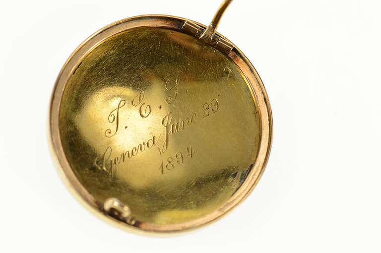 14K Yellow Gold Victorian Painted Lady Portrait Diamond Pin/Brooch