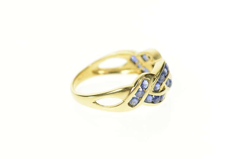 14K Yellow Gold Sapphire Braid Channel Statement Band Ring