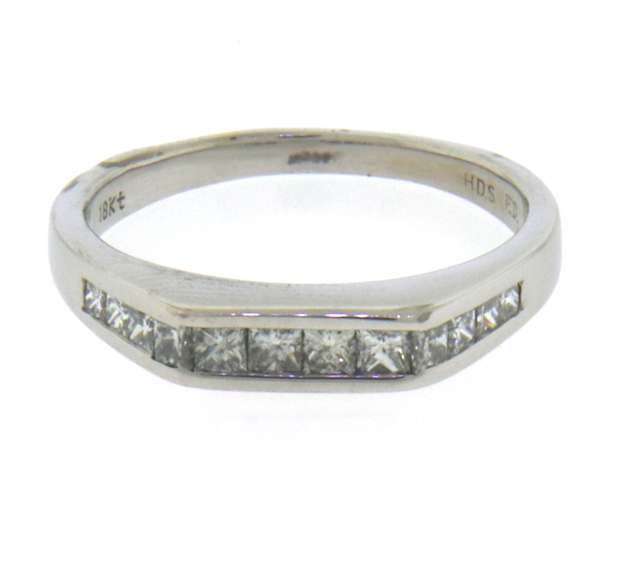 Handsome White Gold Princess Diamond Band