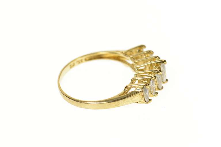 10K Yellow Gold Graduated Marquise Cubic Zirconia Statement Ring