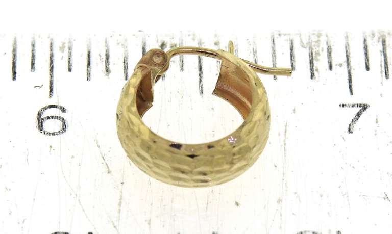Nice Yellow Gold Textured Mini Hoop Earrings