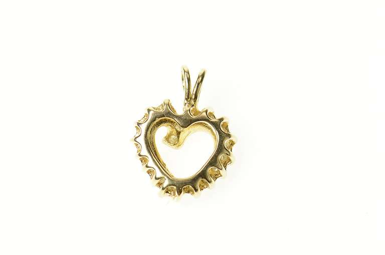 14K Yellow Gold Curvy Bypass Diamond Heart Love Symbol Pendant