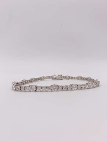 14kt Solid White Gold & CZ Bracelet