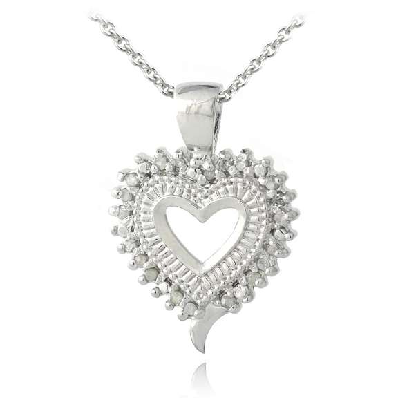 Sterling Silver 1/5ct Diamond Open Heart Necklace