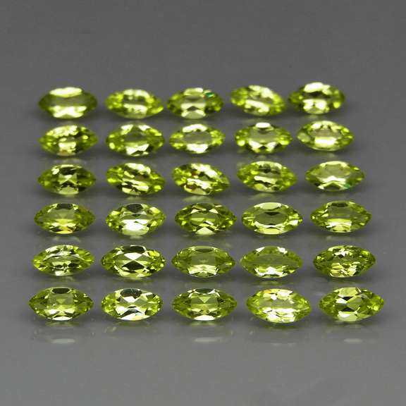 Marquise cut! Unheated! 7.38ct Peridot set!