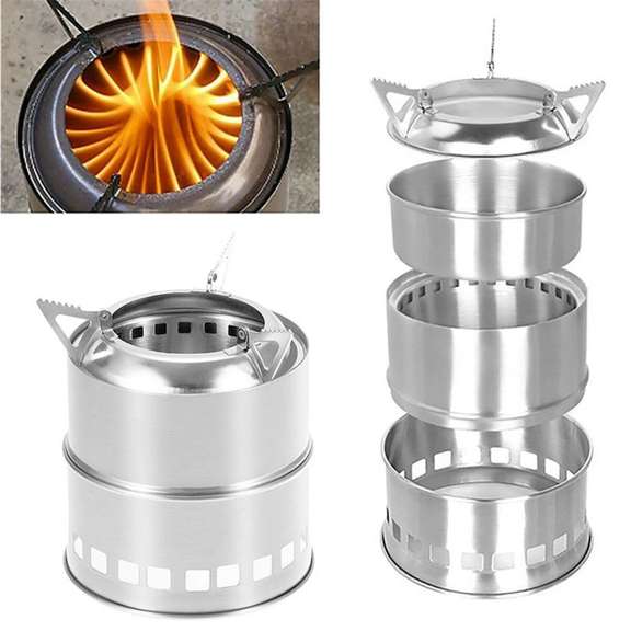 Stainless Steel Camping Stove Potable Wood Burning
