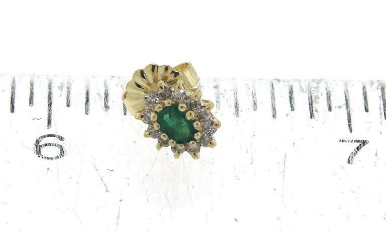 Fancy Yellow Gold Emerald and Diamond Earrings
