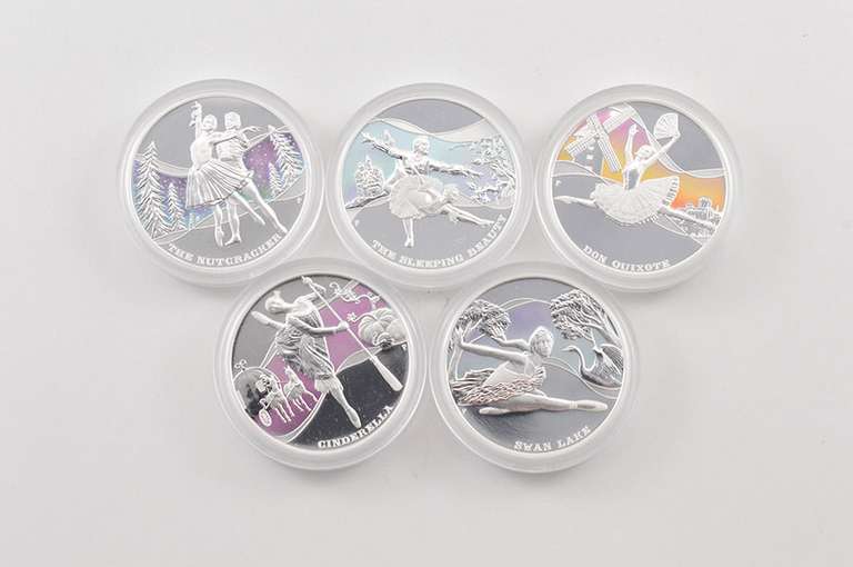 2010 Tuvalu $ Famous Ballets 1 Oz Silver Proof 5 Coin Set - Box & COA