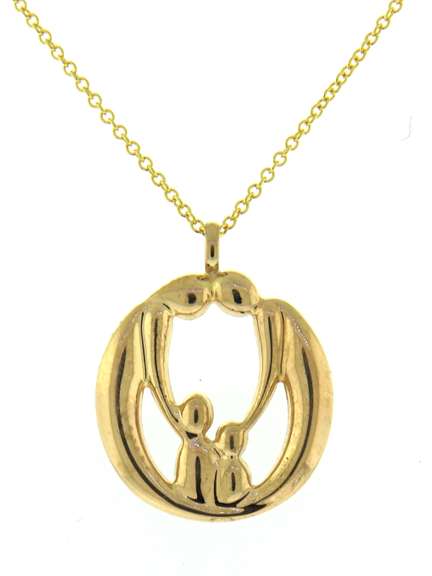 Fancy Yellow Gold Parents and Children Pendant on Chain