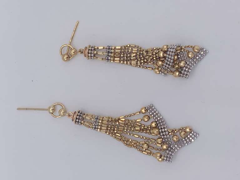 14kt Solid Yellow Gold Dangle Earrings