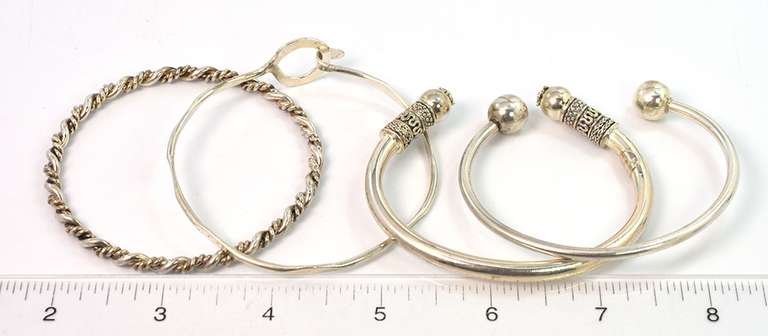 Heavy Lot of 4 Sterling Silver Bangles