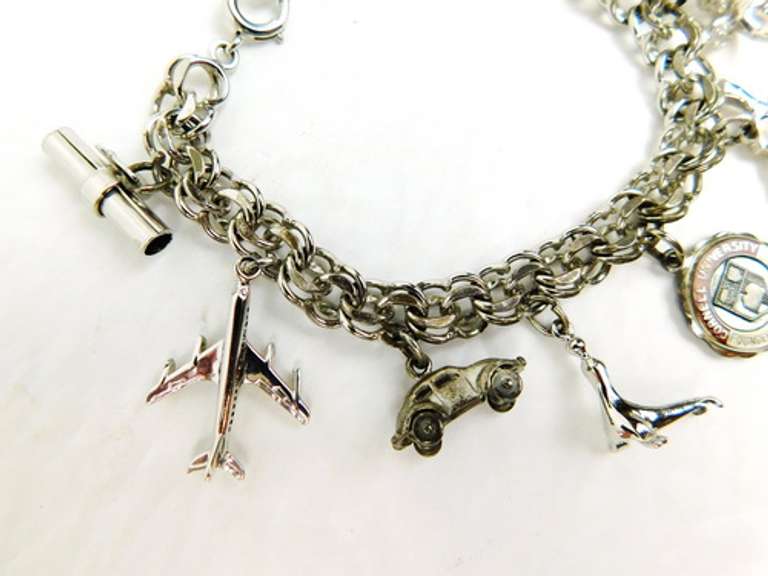 Wonderful Vintage Sterling Charm Bracelet, 11 Charms